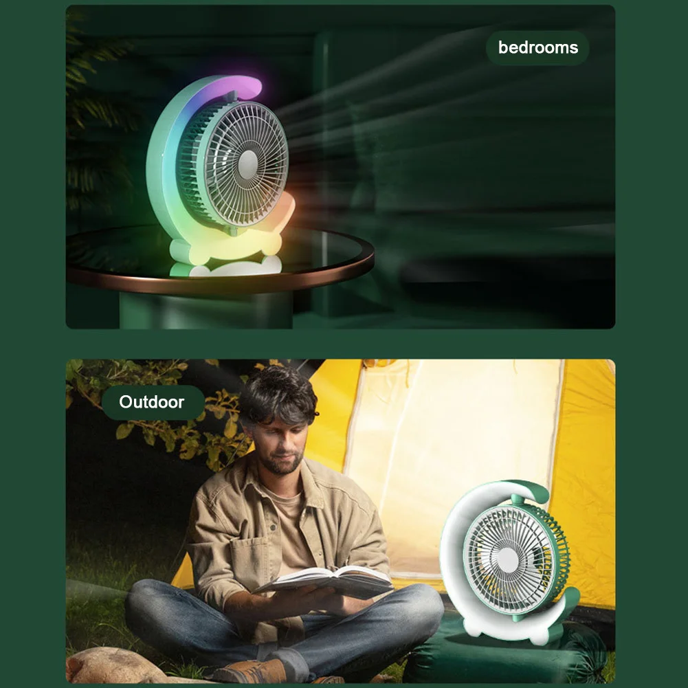 USB 소형 냉각 선풍기 360 도 회전 가능, 다채로운 조명, 개인 선풍기 데스크탑 선풍기, 가정 사무실 침실 기숙사 여름 선물