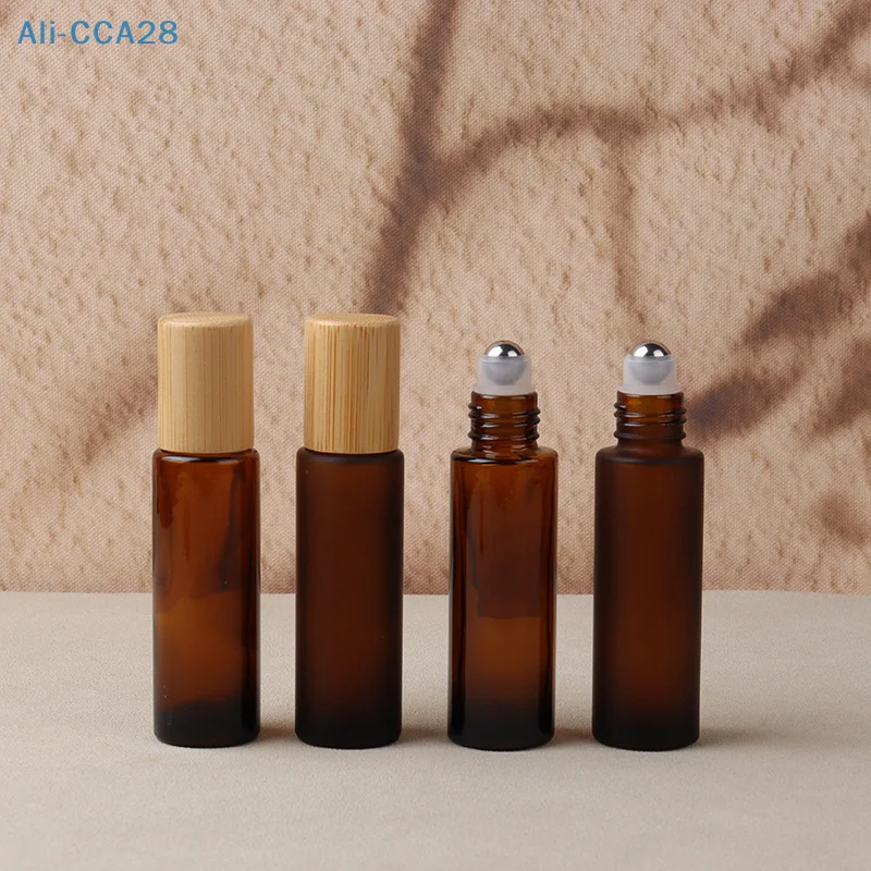 다크 브라운 롤링 볼 병 향수 롤 온 병, 미니 에센셜 오일 용기 샘플, 빈 병 여행 리필, 15ml
