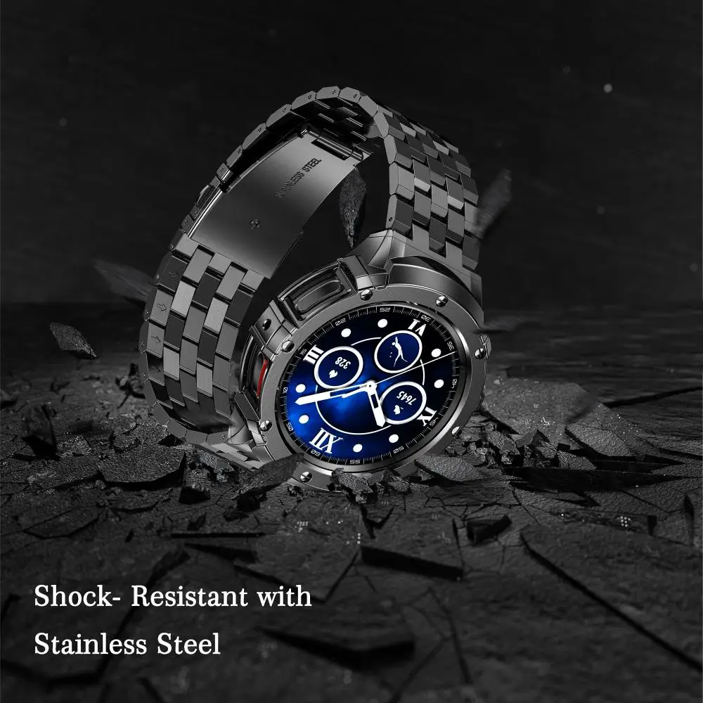 Stylish Metal Watch Band with Protective Case - Premium Strap Wristband Accessories