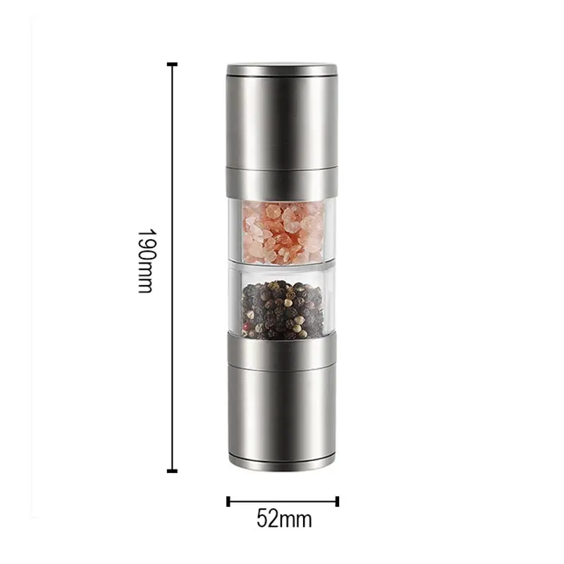 2 In 1 Double Head Stainless Steel Pepper Grinder Manual Salt and Pepper Mill Sea Salt Spice Shaker Grinder Kitchen Cooking Tool