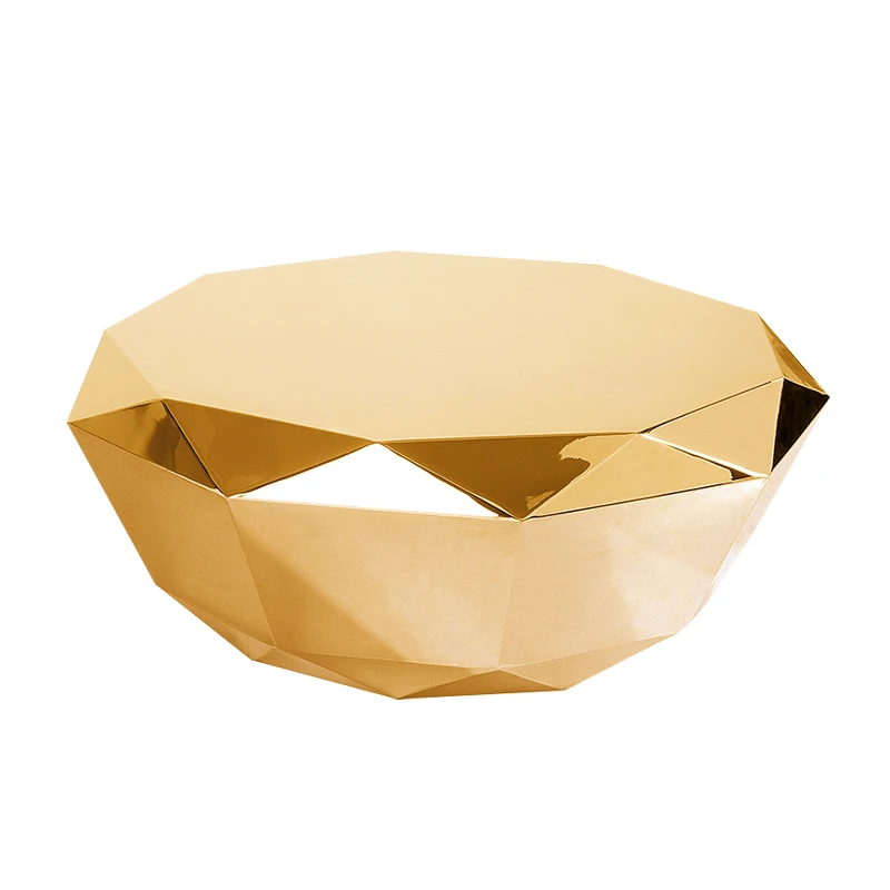 Modern Living Room Furniture Luxury Gold/silver Stainless Steel Coffee Table Mirrored Creative Diamond Shape Coffee Table Design