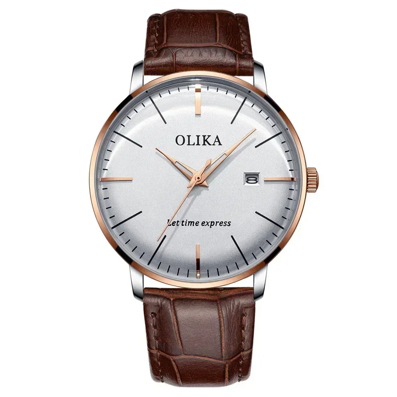 OLIKA Luxury Man Wristwatch Waterproof Gentleman Fashion Sport Quartz Watch Stainless Band Casual Simple Boy Clock Male Relogios high quality luxury men designer fashion g belt genuine leather waistband classic grey straps gentleman casual cowhide belt