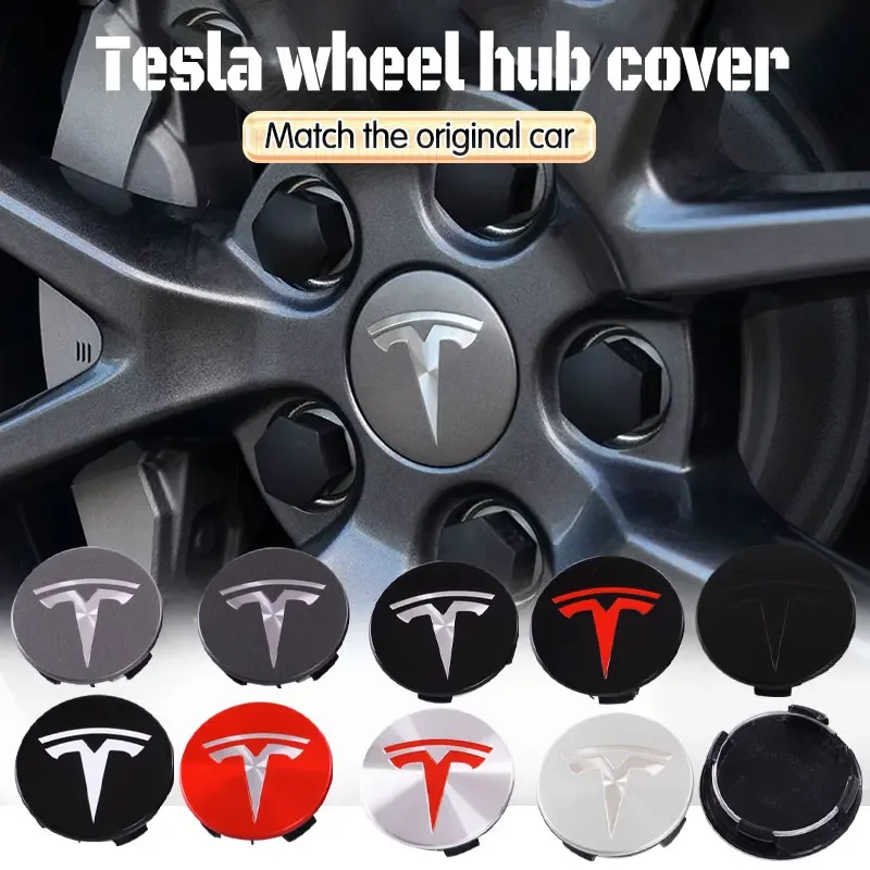 4pcs For Tesla Model 3 Model Y Badge Covers Hub Caps 56mm Hub Center Caps For Tesla Y X S Auto Accessories Style