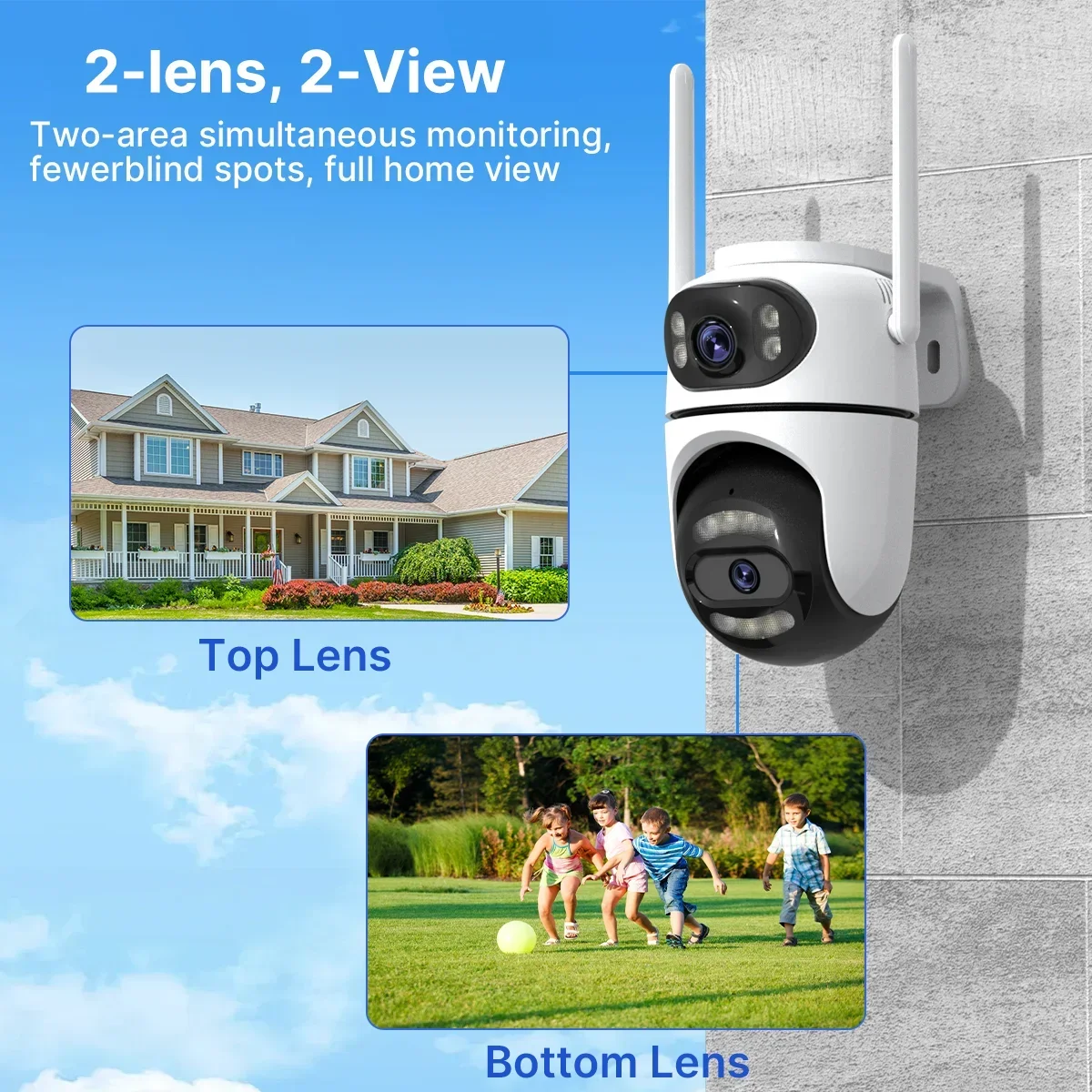 4K 8MP WiFi Camera Outdoor iCSee App Dual Screens Color Night Vision AI Auto Tacking 4MP CCTV Surveillance PTZ IP Camera Audio 2