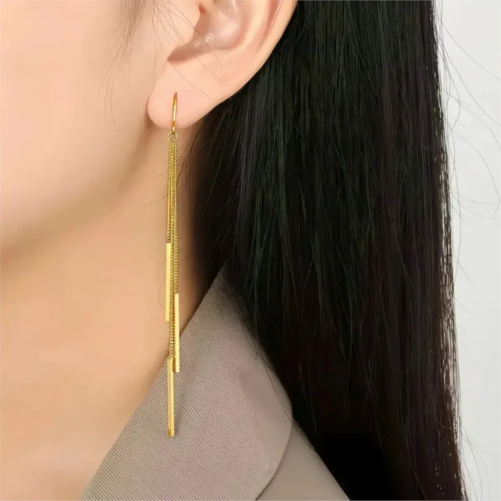 Simple Fashion Golden Tassel Earring for Women High-quality Fashionable Earings Daily Wear or Party Jewelry Accessories