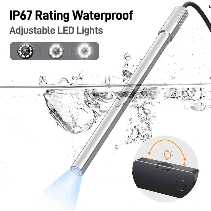 ABFN-USB-C 디지털 현미경, 8개의 LED 조명이 있는 10X  200X 배율 휴대용 카메라, 휴대용 회전 금속 스탠드