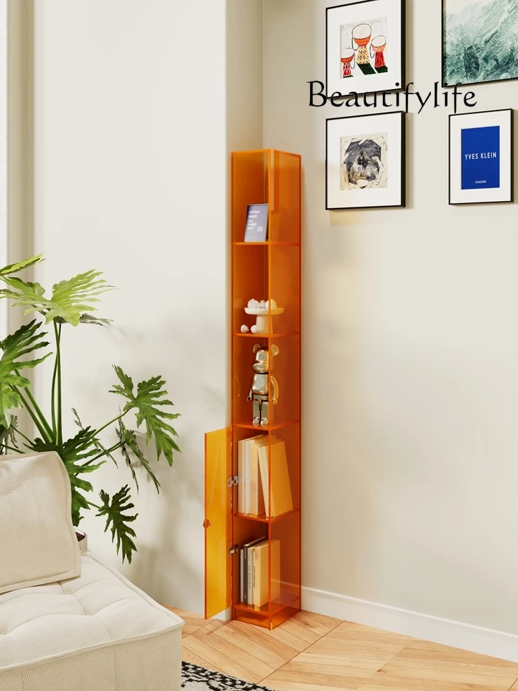 

Acrylic 20cm Gap with Door Storage Cabinet Bookshelf Multi-Layer Floor Narrow Storage Rack