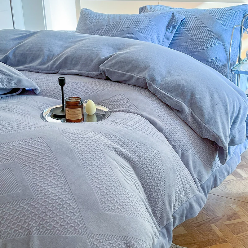 Funda De Cama Esponjosa 100% Franela De Terciopelo, 1 Funda De Edredón (1 Funda De Edredón), Color Sólido, Sin Relleno Interior, Cierre De Cremallera (gris, King