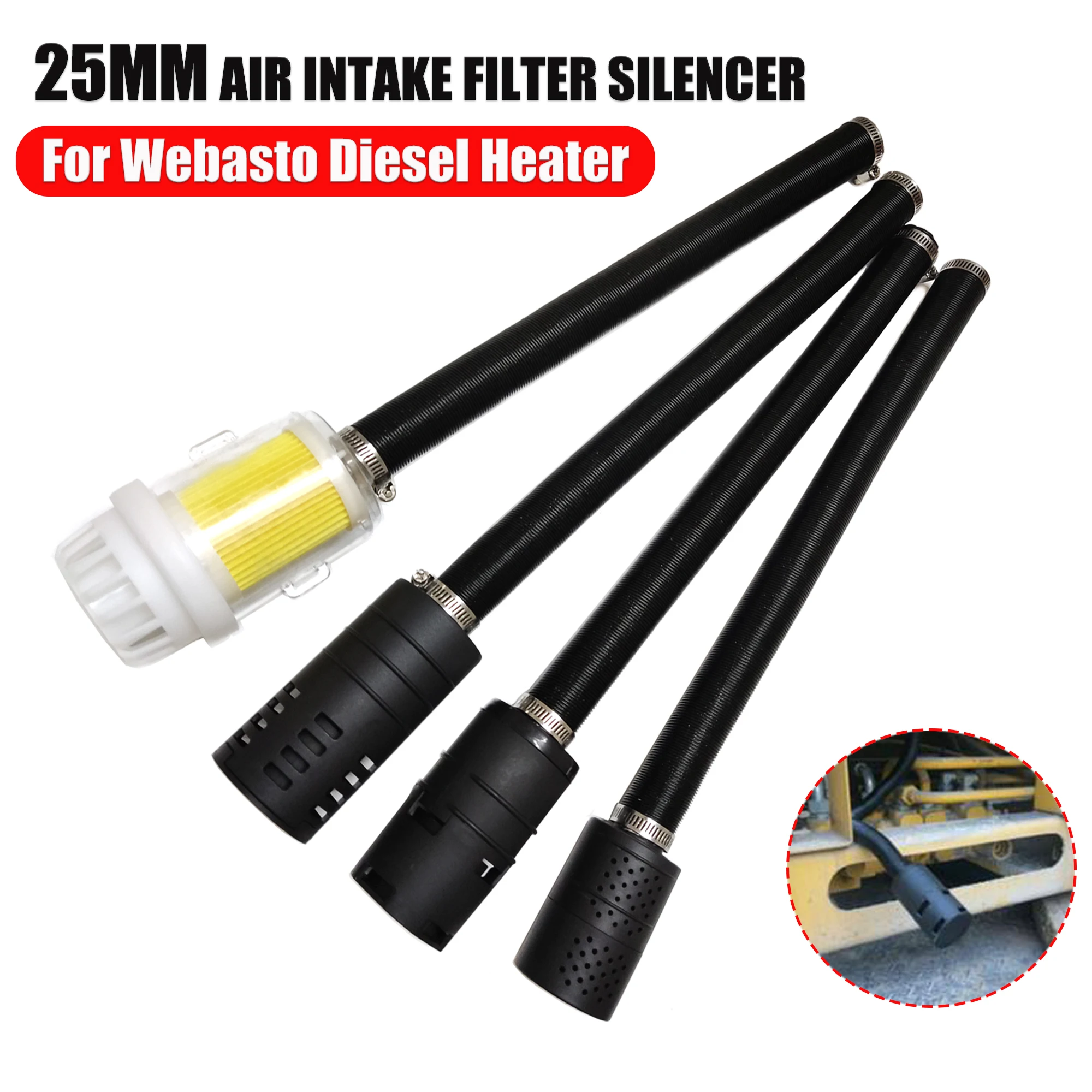 25mm Heater Ducting Pipe Intake Filter Silencer Air Filter Tube