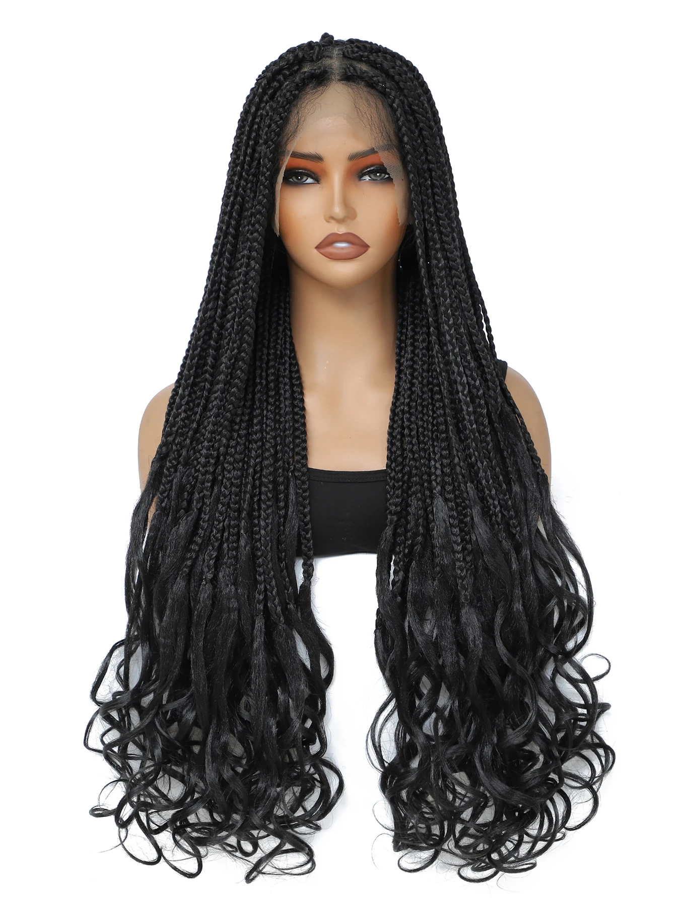 30 Inch Full Lace Braided Wig Knotless Free Boxed Braided Wig Suitable For Girls Synthetic Lace Frontal for All Skin Tones Squar