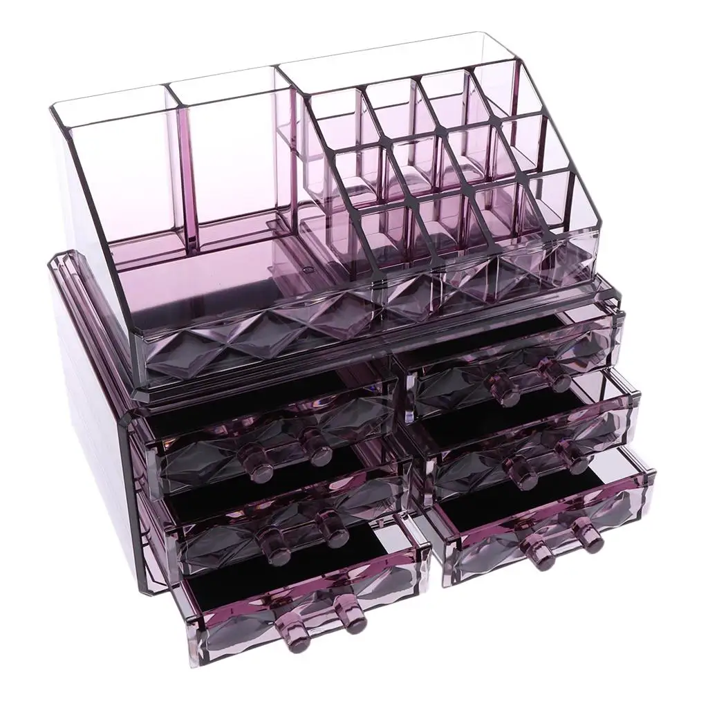 1 piece Acrylic Cosmetic Makeup and Jewelry Storage Case Display Stand for Bathroom, Dresser, Vanity and Countertop