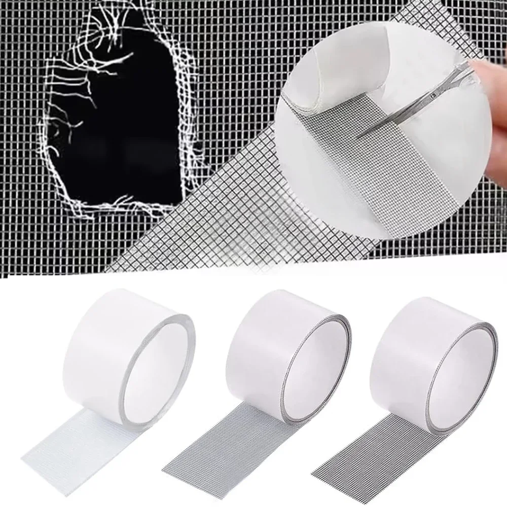 Window Screen Repair Tape 1pc 5*200cm Easy-to-Apply Waterproof Anti-Insect Self-Adhesive Mesh