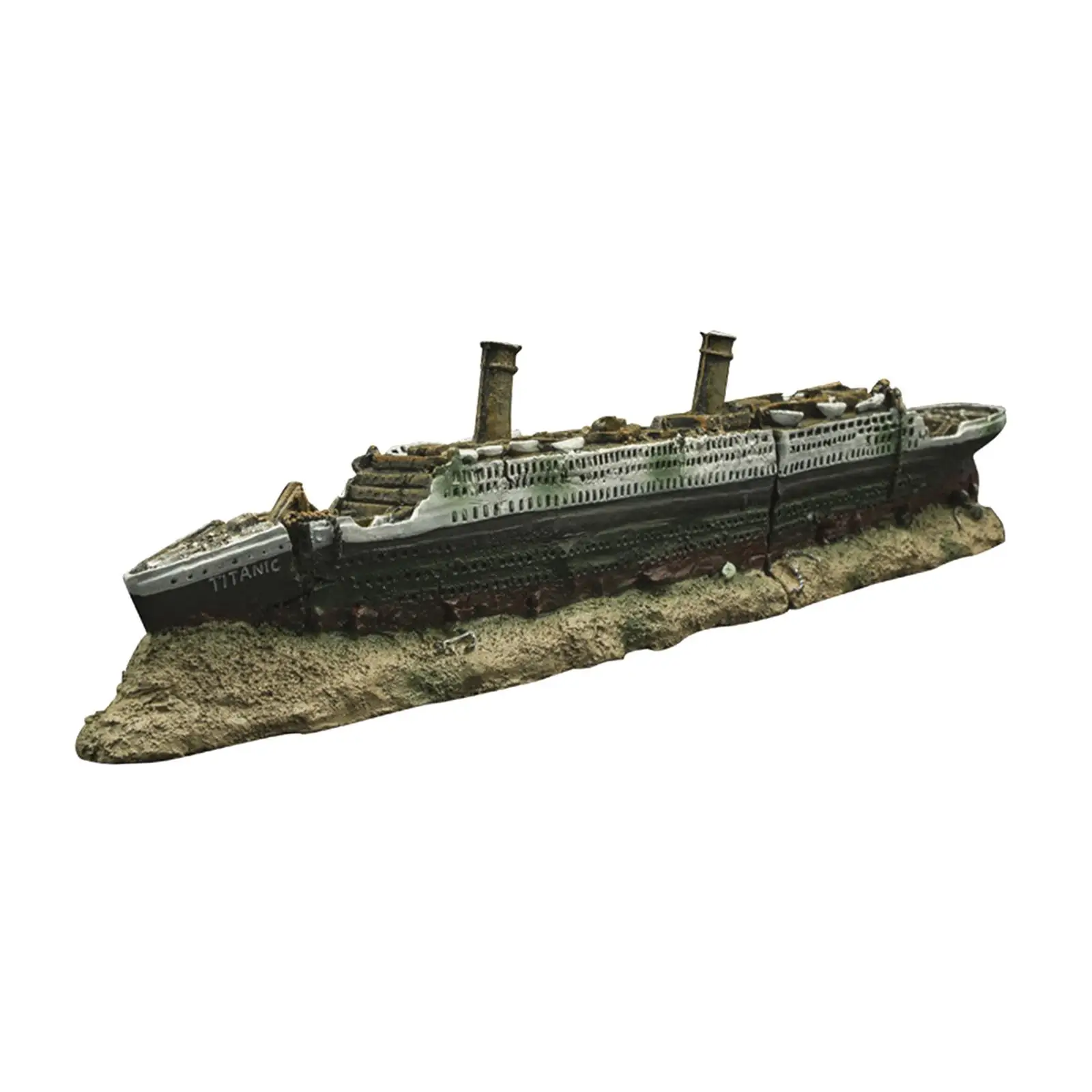 Aquarium Titanic Shipwreck Ornament Landscape Decorations 38x6x9cm