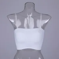 Crop Top Women Summer Sling Tube Top Sexy Bra Seamless Ice Silk Sleeveless Tank Tops with cups Black White Backless Camisole - Image 5