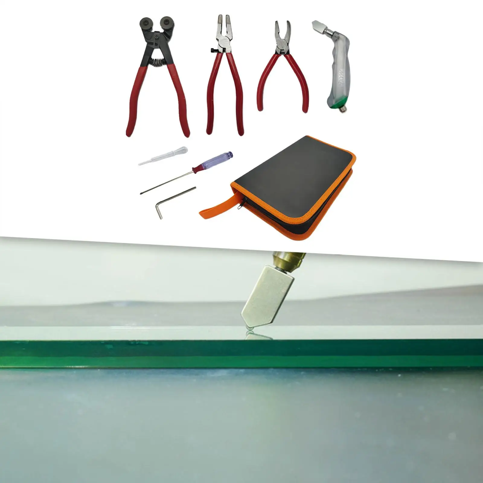 Glass Cutting Tool Set Glass Running Pliers Breaking Pliers Oil Dropper Storage Bag for Mosaic Tiles Mirrors Stained Glass 2