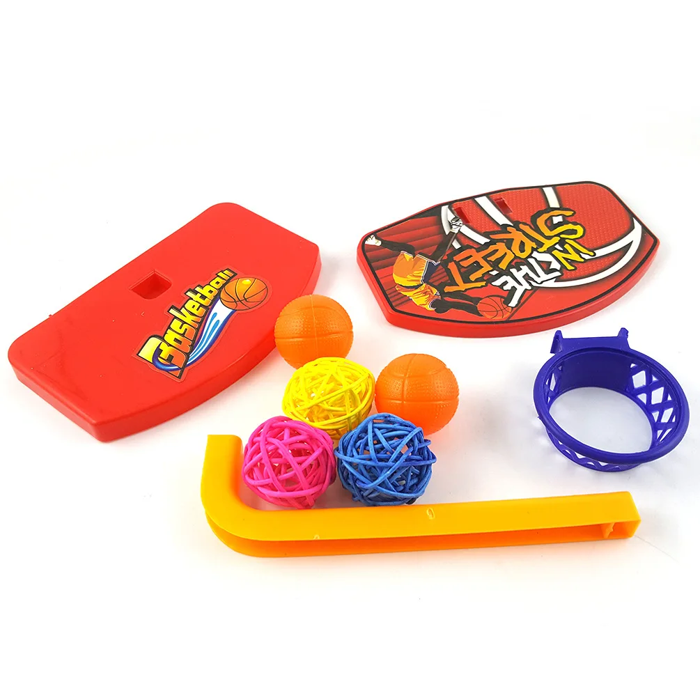 Parrot Toy Bird Toy Bird Parrot Training Toy Pet Parakeet Basketball Hoop Props With Chew Balls Intelligence Toy For Bird Trick Education Playing