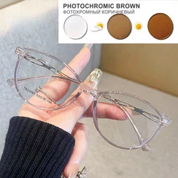 Elegant Light Wine Red Small Oval Glasses with Customizable Prescription Lenses (Through gray to tea)