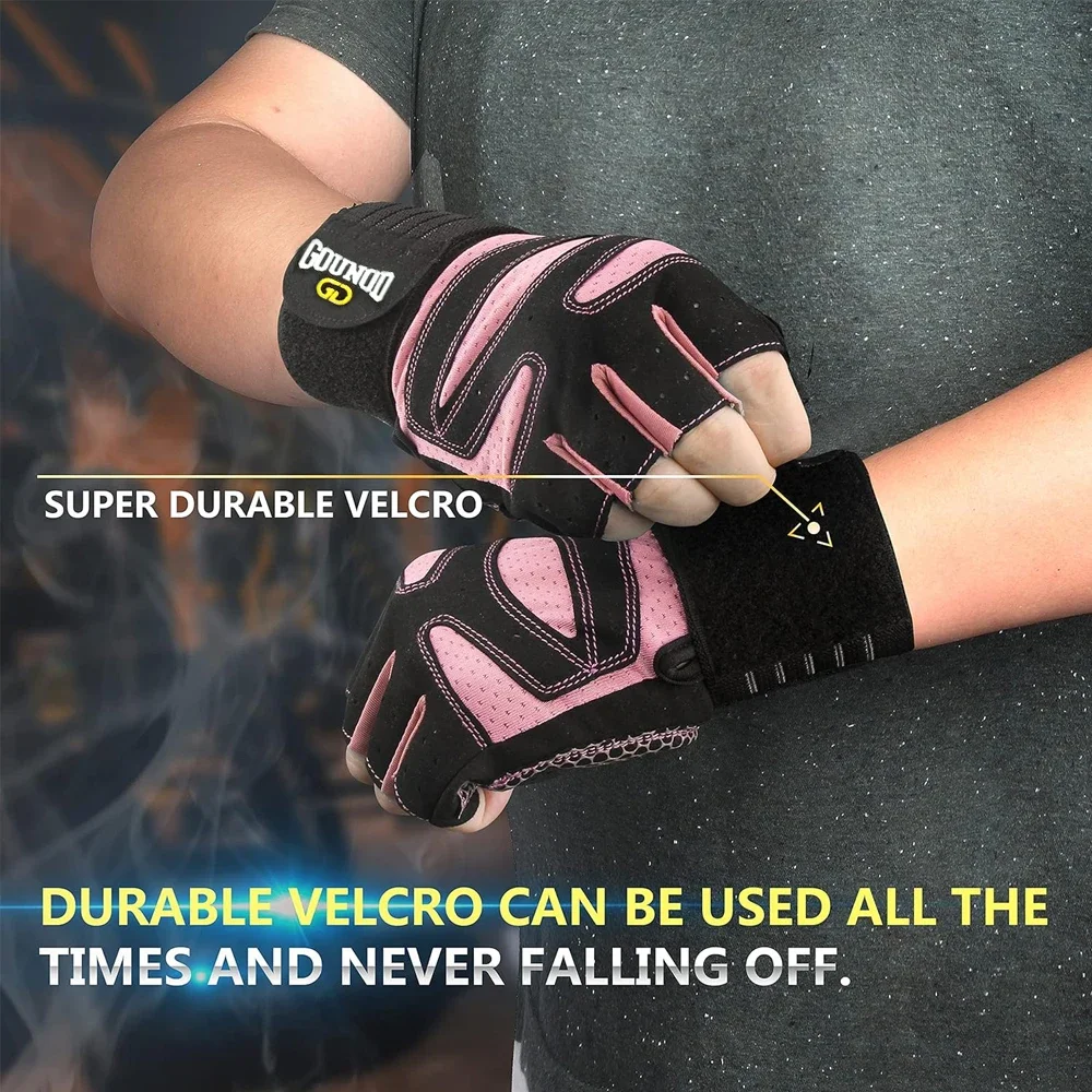 1Pair Ventilated Weight Lifting Gym Workout Gloves Full Finger with Wrist Wrap Support for Men Women,Full Palm Protection Sport 5