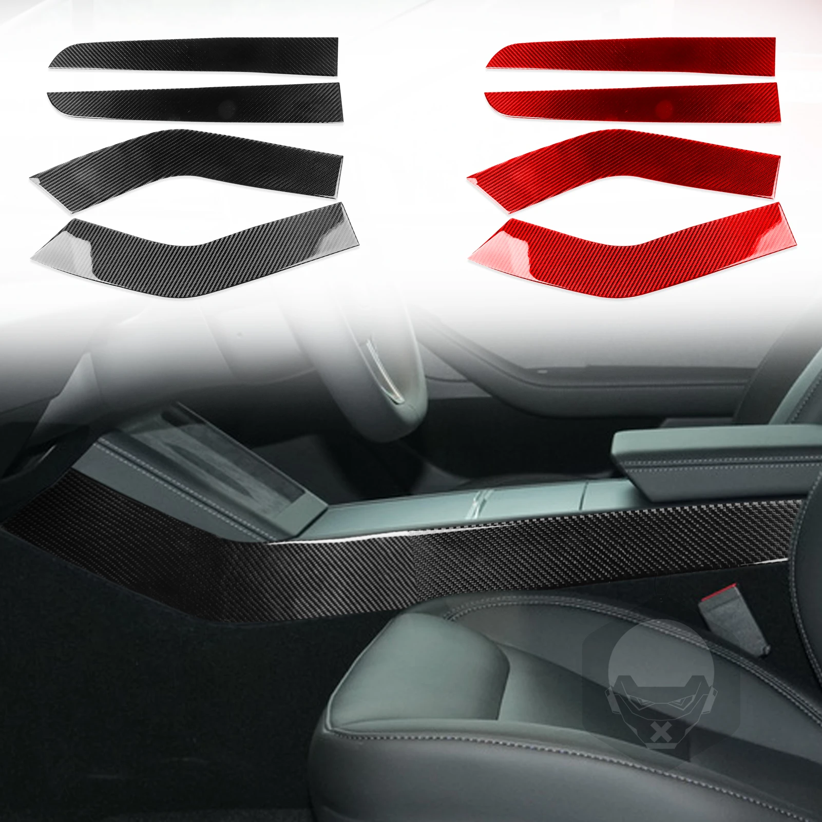 

Carbon Fiber Car sidebar Central control side Panel Trim strip For Tesla Model 3 Decorative Sticker 2023 Car Interior Accessorie