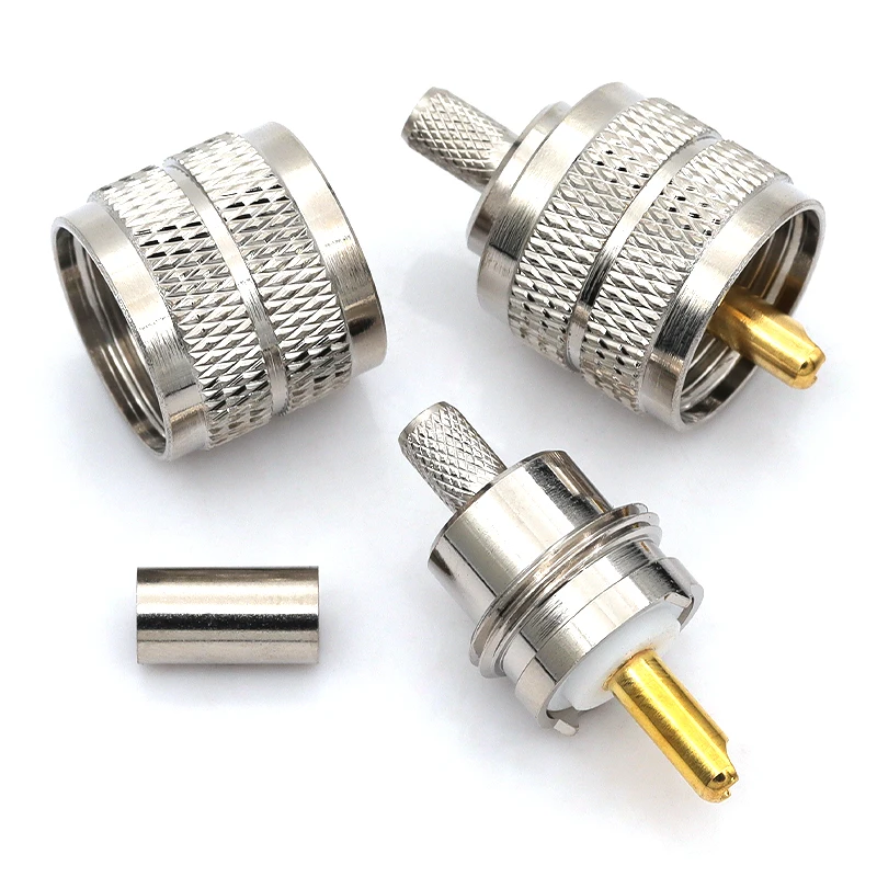 Premium SO239 PL-259 RF Coaxial Adapter - Male to Female Plug Crimp Connector (1/3/5PCS)