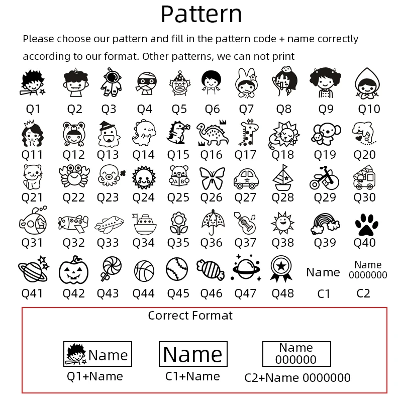 Name Stamp Children's Name Seal Custom Double-layer black and white ink Student's Stamp Kindergarten Clothes Waterproof Name StickerStamp