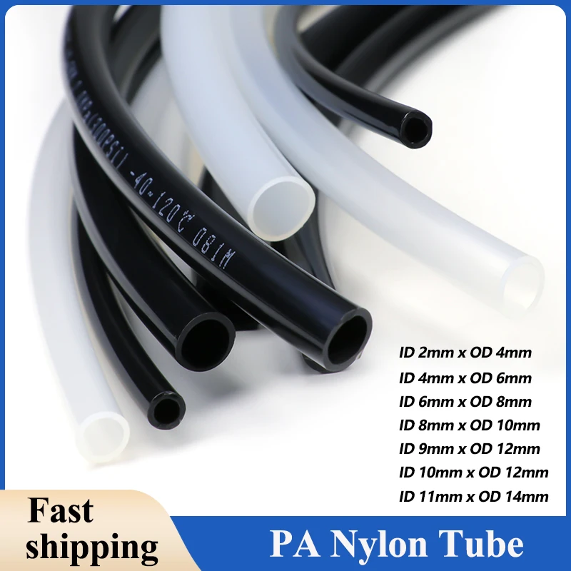1/2/5/10m PA6 Nylon Tube 2mm 4mm 6mm 8mm 9mm 10mm 12mm Pneumatic Air Compressor Smooth Rigid High Pressure PA Oil Pipe air compressor hose pneumatic tube