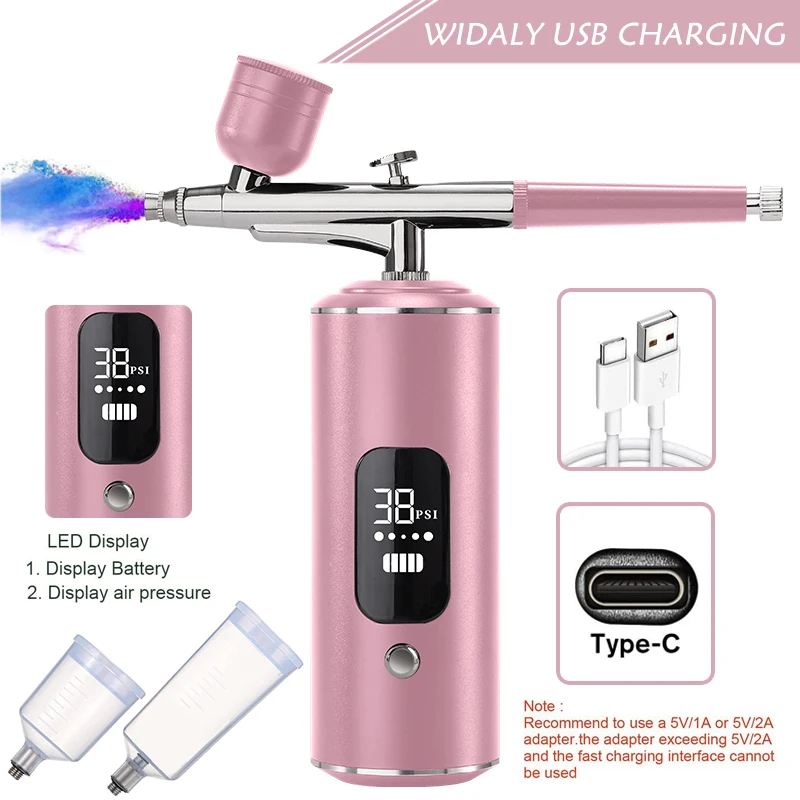 Airbrush Nail Portable Mini Air Brush Compressor Kit Nails Art Manicure Craft Pastry Cake Paint Nano Sprayer Gun 30psi airbrush gun