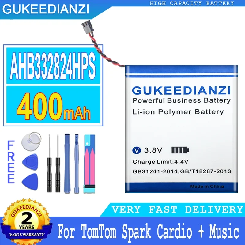 

GUKEEDIANZI Battery AHB332824HPS for TomTom Spark Cardio + Music, Spark 3, Spark3, Cardio II 2, Cardio2 GPS Watch, 2-wire,400mAh