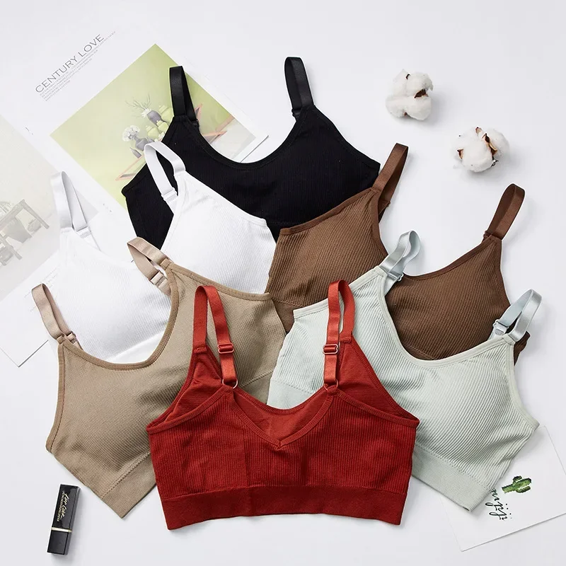 Women's Tube Tops Seamless U Back Crop Top Sports Tank Tops Bottoming Bra with Chest Pad