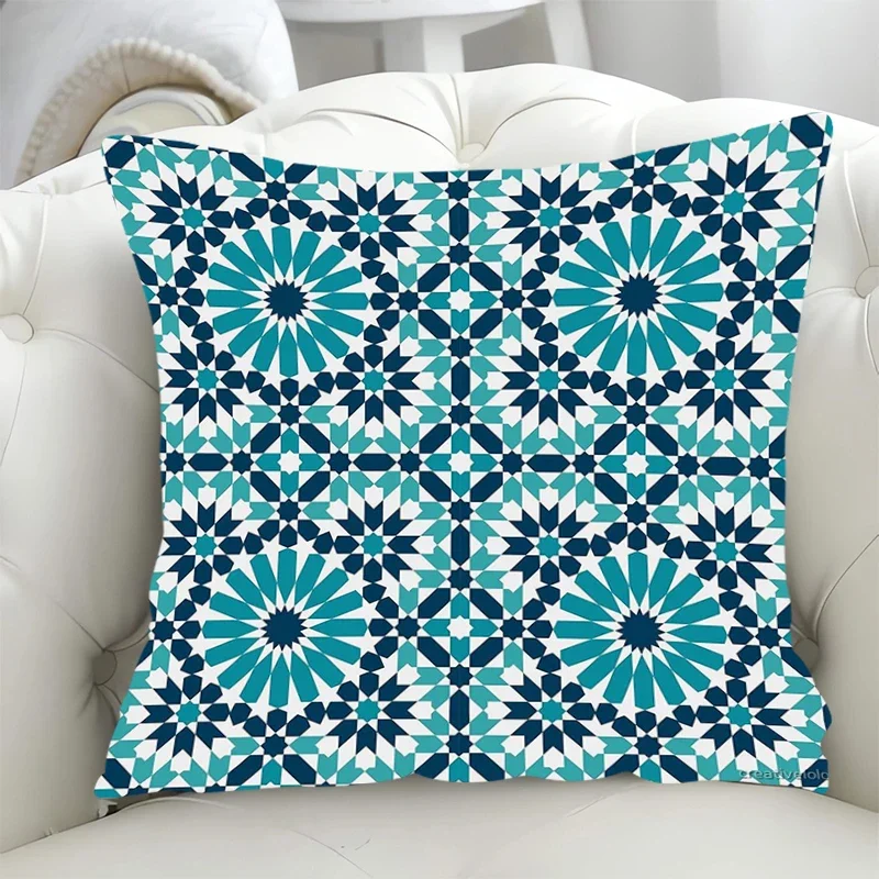 

Blue Geometry Fall Decor Decorative Pillowcases 40x40 Cushion Cover 40*40 Ornamental Pillows for Living Room Lounge Chairs Sofa