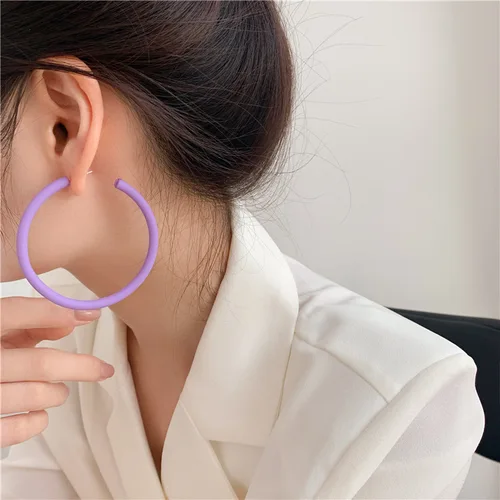 여성 및 여아용 C자형 큰 라운드 후프 귀걸이, 한국 기하학 수지 원형 아크릴 귀걸이, 패션 쥬얼리, 파티 선물 5
