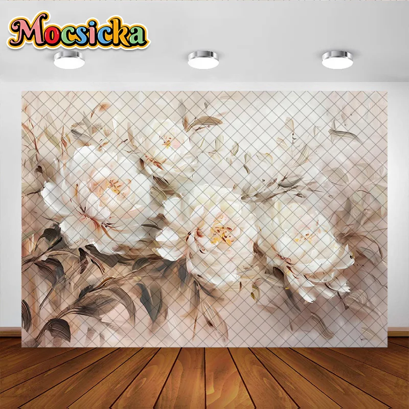 Mocsicka Photography Background Abstract Hand-painted Flower Decoration Backdrop Adult Women Pregnant Portrait photo