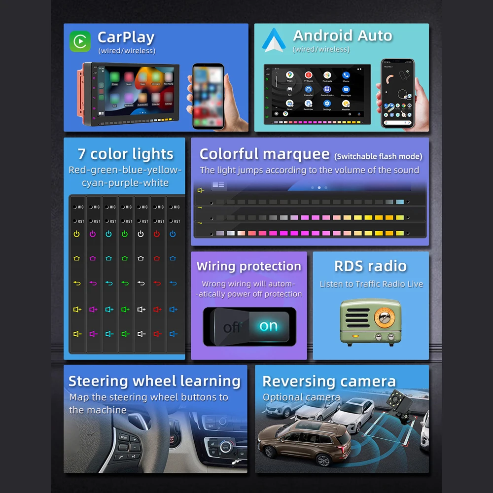 7in Car Wireless MP5 Player Multi -language Auto Multifunctional Car Audio Video Player Auto Multimedia Radio Receiver