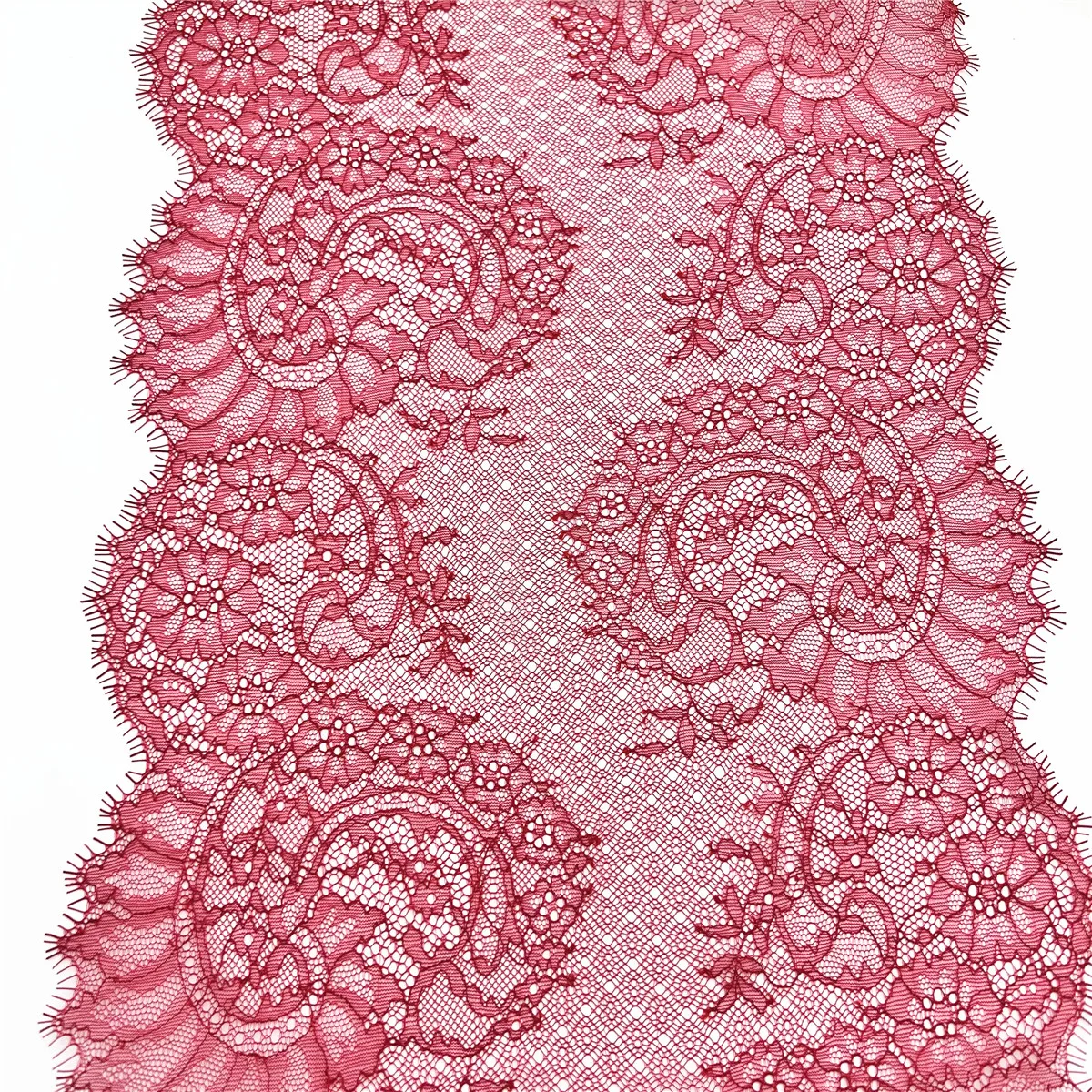 3y/lot Width 28cm Non-Elastic Red Eyelash Lace Trim Soft 4