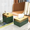 High-end Fashion Lleather Metal Stainless Steel Draw Type Tissue Box Household Living Room Kitchen Restaurant Hotel Draw Box 3