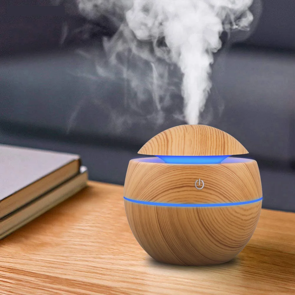 

130ML Air Humidifier Electric Aroma Diffuser Wood Ultrasonic Air Humidifier Essential Oil Aromatherapy Cool Mist Maker