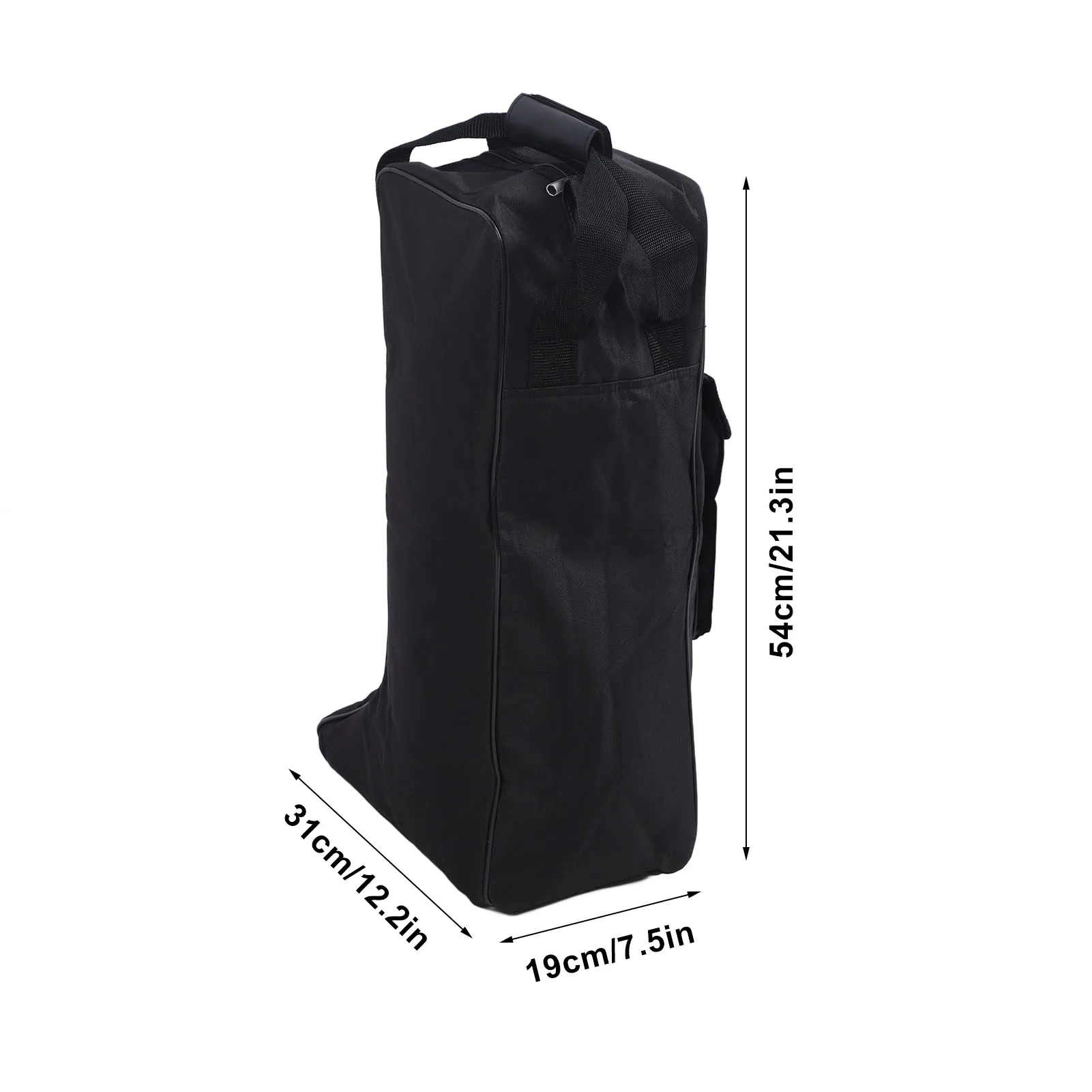 Boot Bag with Handle Oxford Cloth and Leather Black Waterproof Portable Boots Storage Bag for Cowboy Boots Snow Boots 2