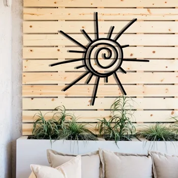 1pc Large Chic Metal Sun Wall Art 7