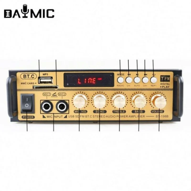 

AOSHEN 198BT 300W+300W BT 5.0 Car Audio Power Amplifier Mini Amp