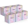Colorful Cube Storage Bins, Set of 6 Foldable Collapsible Storage Box with Handles, 11" Fabric Storage Cubes Organizers ,Pink 1