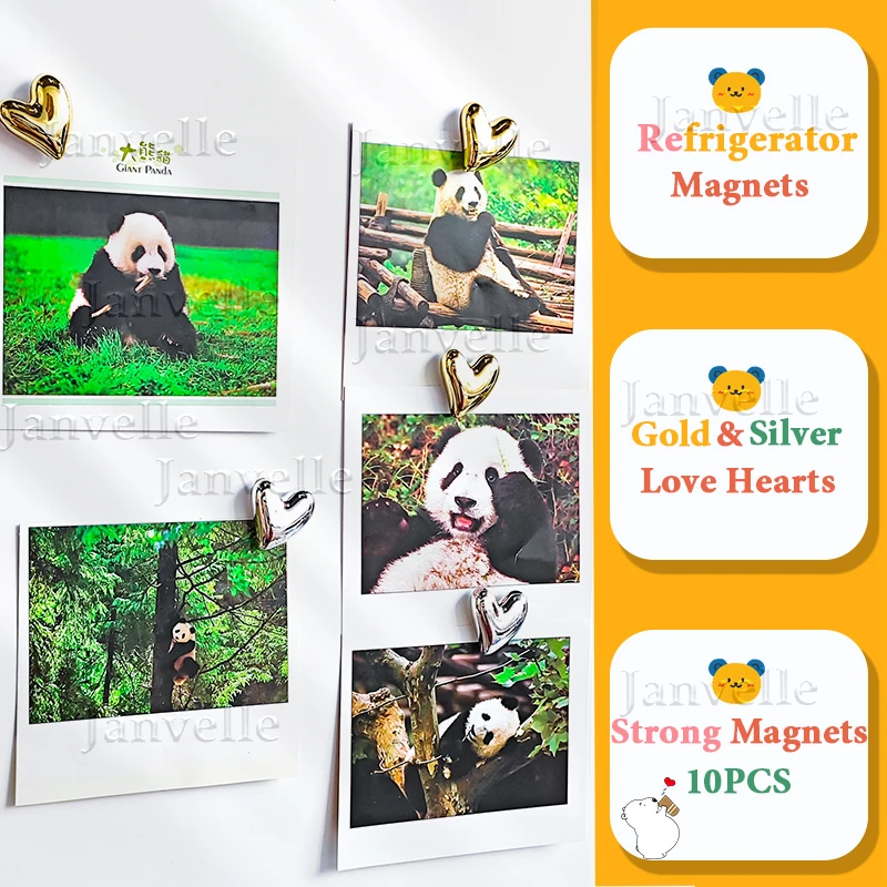 10PCS Fridge Magnets Heart Refrigerator Stickers 20mm Cute Small Magnet For Fridge Gold Silver Office Whiteboard Locker Magnetic magnetic fridge magnets magnetic sticker magnetic fridge stickers