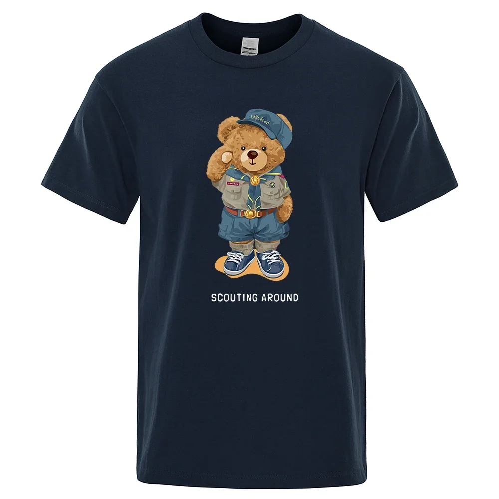 

Cute Teddy Bear Salute Scoring Around Prints T Shirt Men Brand Tees Short Sleeve Retro Adult T-Shirt Summer Hip Hop T-Shirt