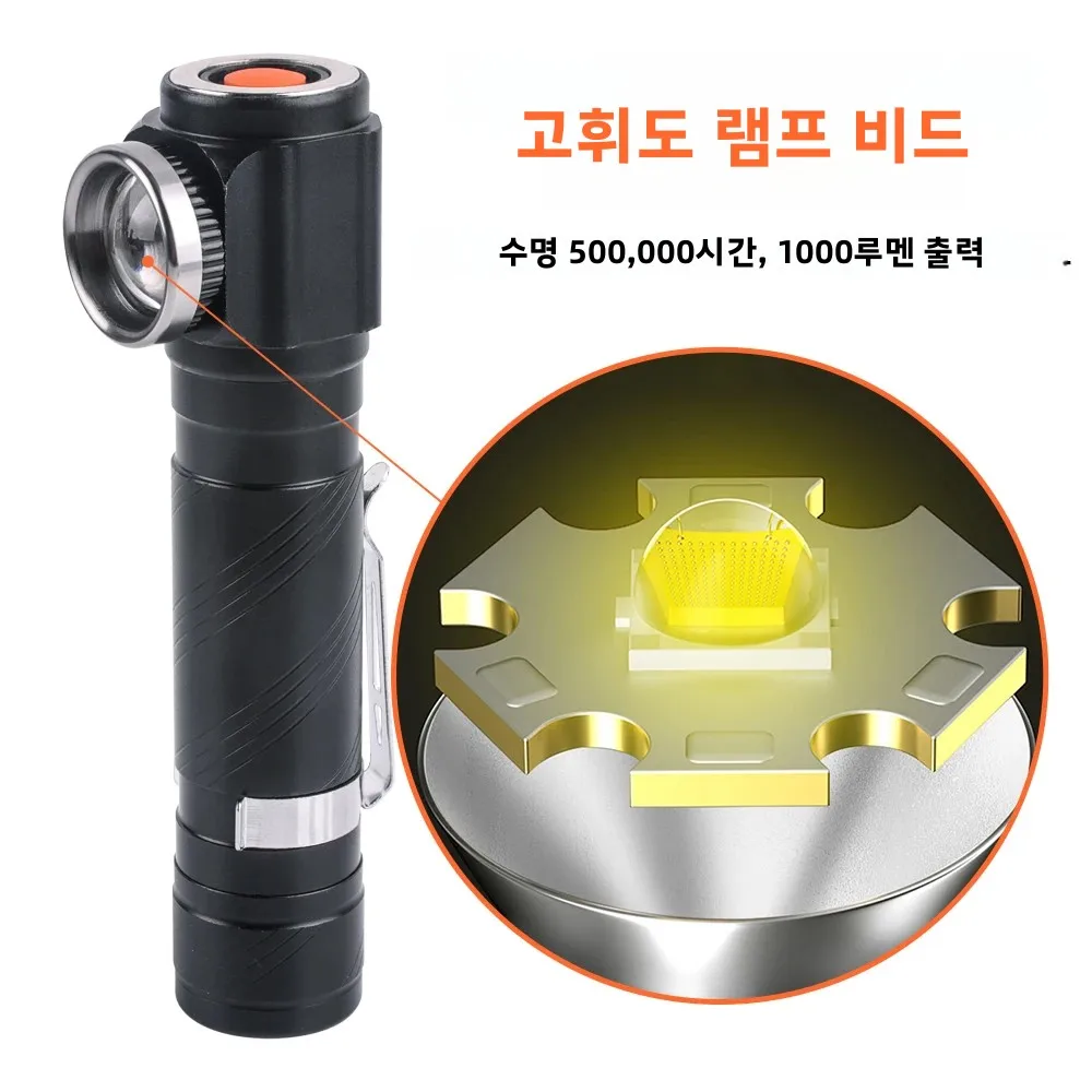 BORUiT 1190 LED 헤드램프 1200LM 줌 90 ° 헤드라이트 USB 충전기 18650 헤드 토치(자석 테일 포함) 캠핑 사냥용 손전등