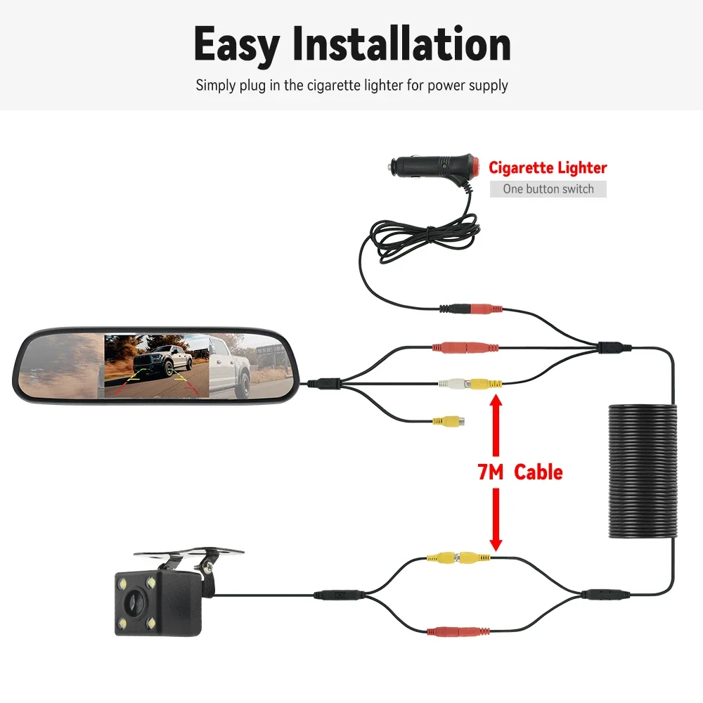 Car Parking Monitor 7 Inch Car Mirror Monitor for Vehicle Parking 7" TFT LCD HD Screen for Rear View Camera Rervesing Dispaly Universal car display monitor display
