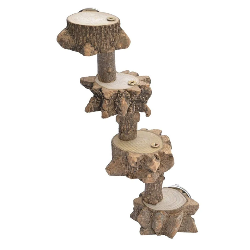 17cm 4 Steps Ladder Bird Perch Platform Natural Wood Standing Playground for budgie Parakeet Large Parrot Cage Climbing Toy