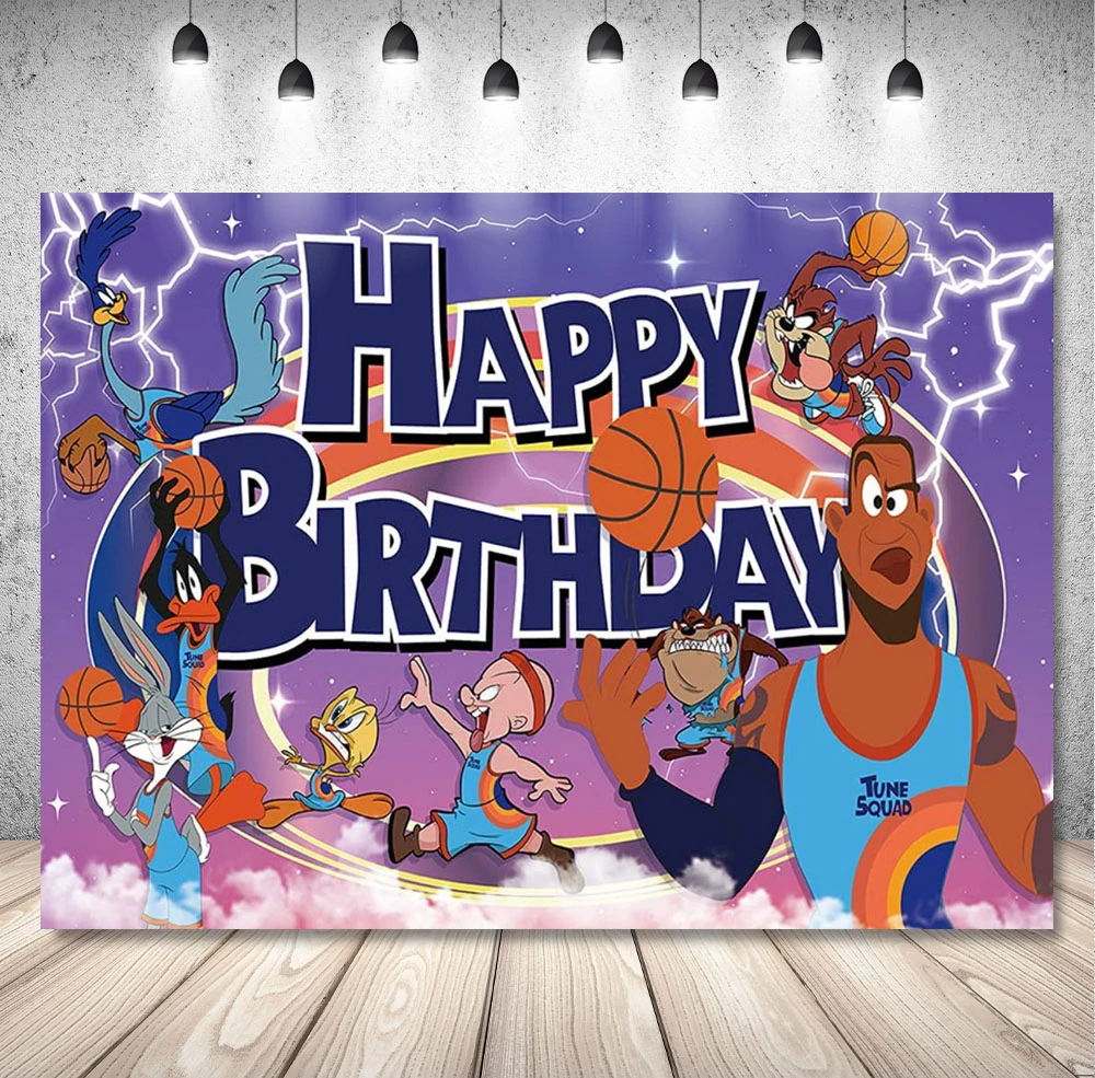DIXSG Space Jam Banner Background Boys Birthday Rabbit Sport Party
