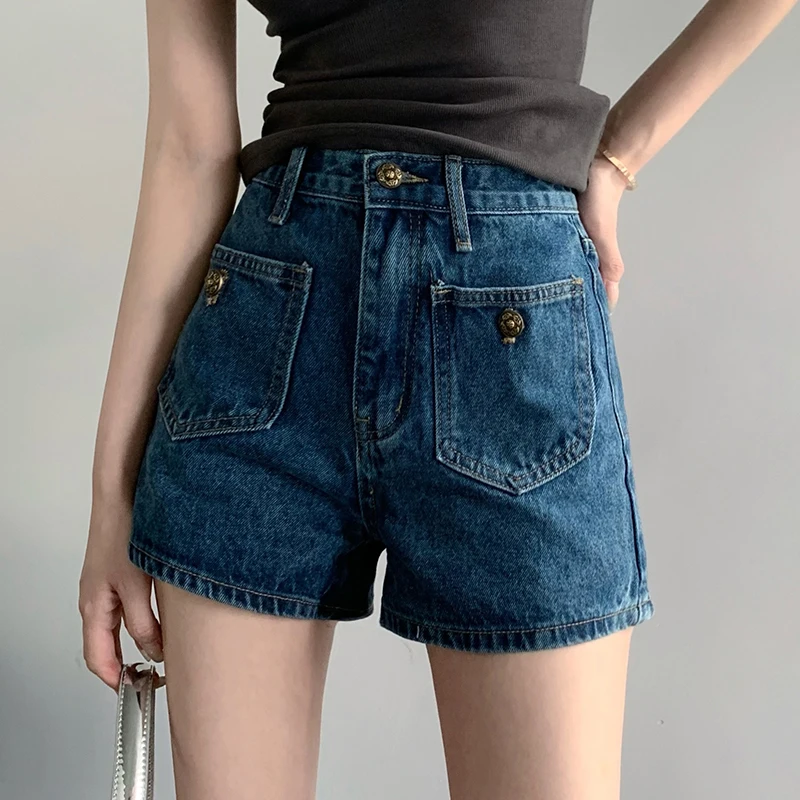 QOERLIN Retro High Waist Denim Shorts Street Y2K Wide Leg Loose Casual Jeans Shorts Female 2024 New Summer Beach Shorts Girls