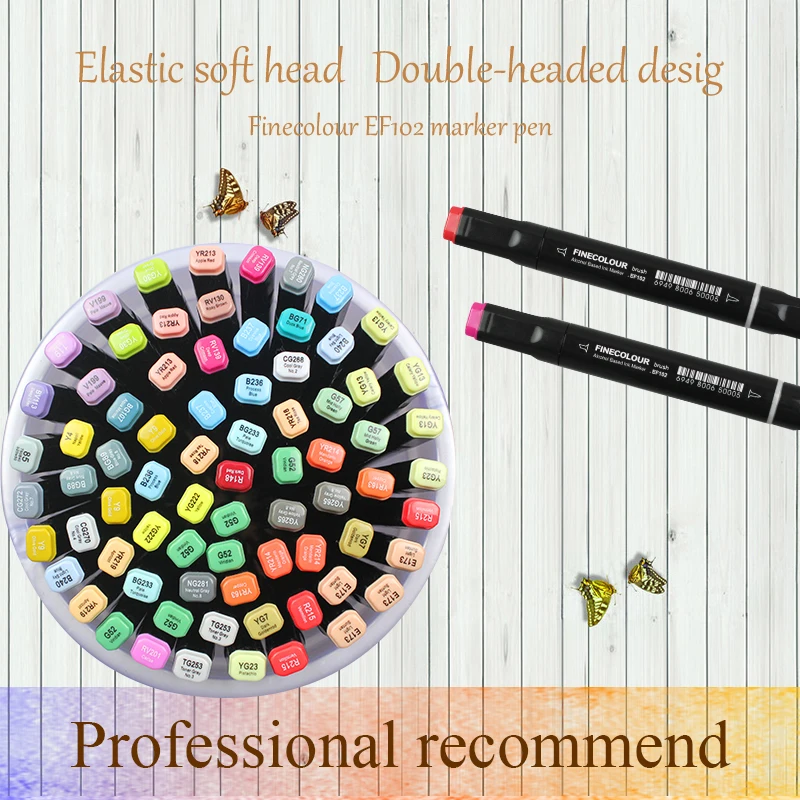 Finecolour EF102 Double Headed Soft Brush Alcohol Based Ink Marker Professional Sketch Painting Art Markers Pen