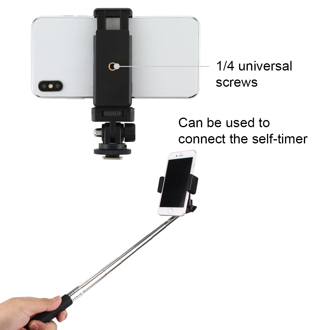 1/4 inch Screw Thread Cold Shoe Tripod Mount Adapter Phone Clamp