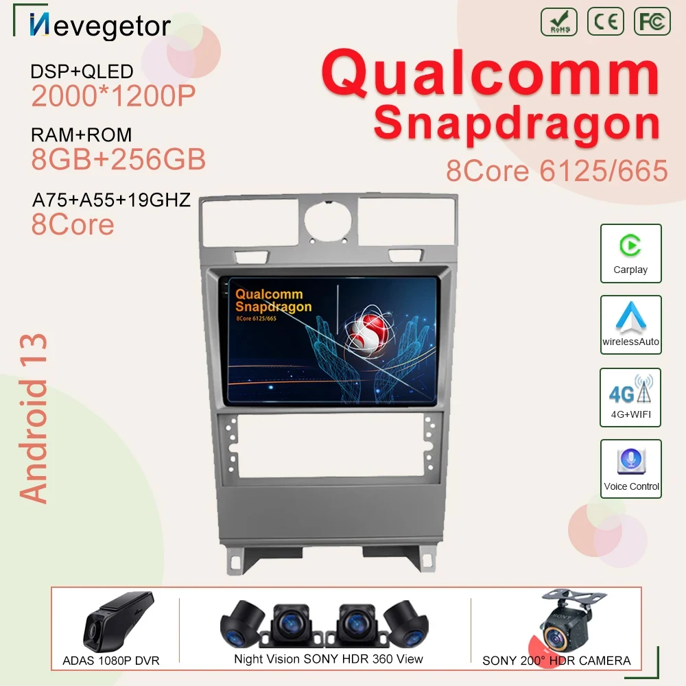 

Qualcomm Snapdragon For Lincoln Navigator 2003 - 2009 Carplay Android 13 Player Navigation GPS DSP Auto No 2din DVD HU 5G Wifi